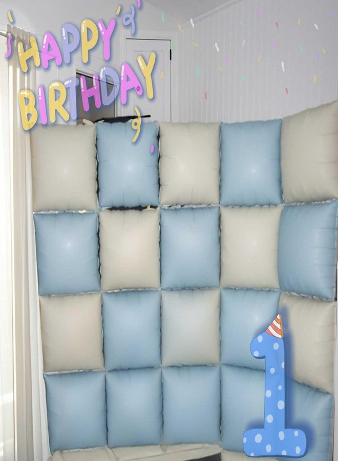 Froova Baby Blue White Square Foil Balloons Wall, 25PCS Dusty Blue and Pastel Cream Square Balloons Backdrop, Double Sided Tunnel Arch Background for Boho Baby Shower Boys Men Birthdays Wedding Bridal - Image 3